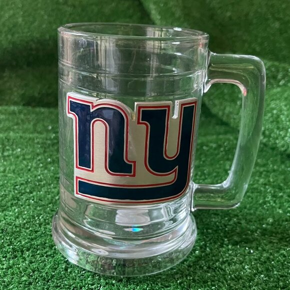 New York Giants Official NFL Metal Logo Macho Glass Beer Mug Stein with Handle - Picture 1 of 12